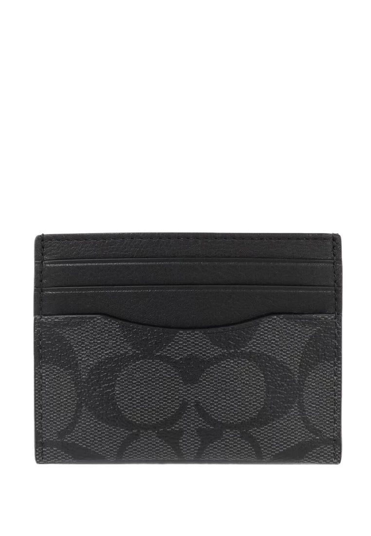 Coach Slim ID Card Case In Signature - Charcoal Black