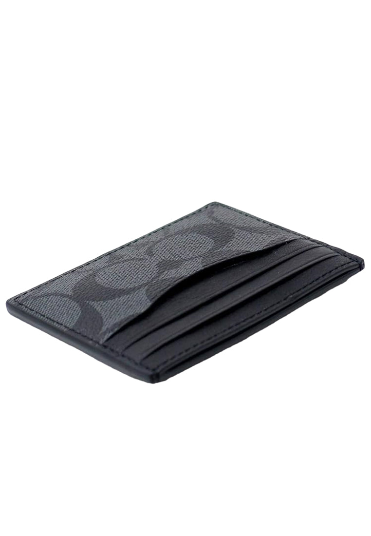 Coach Slim ID Card Case In Signature - Charcoal Black