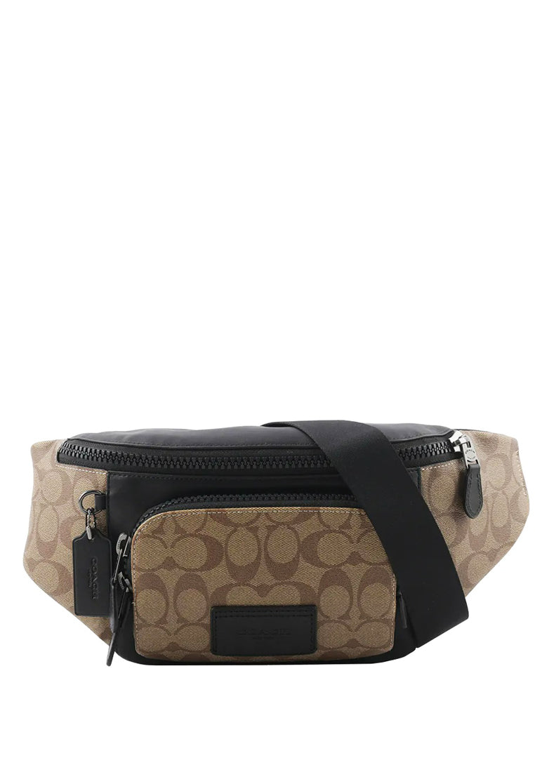 Coach Mens Track Belt Bag In Signature Canvas - Brown