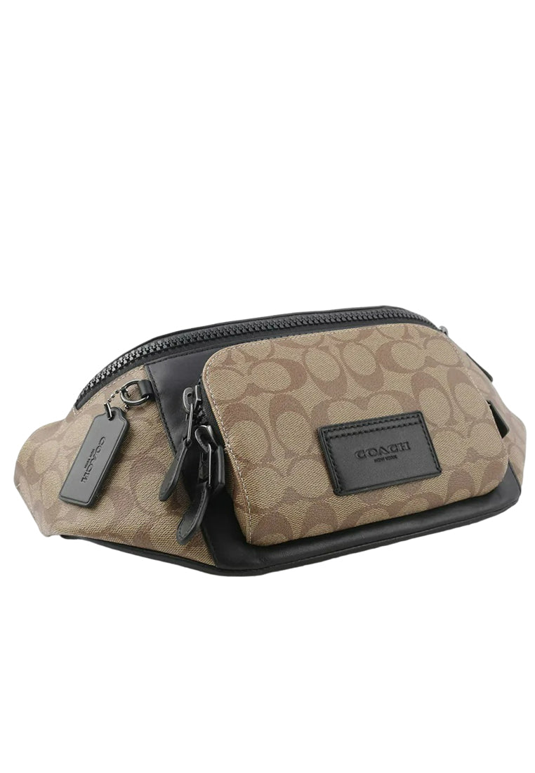 Coach Mens Track Belt Bag In Signature Canvas - Brown