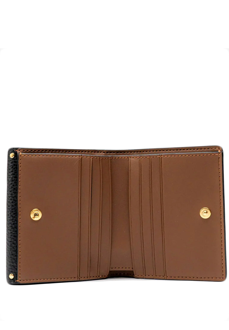 Coach Small Morgan Wallet In Colorblock Signature Canvas With Rivets - Dark Brown