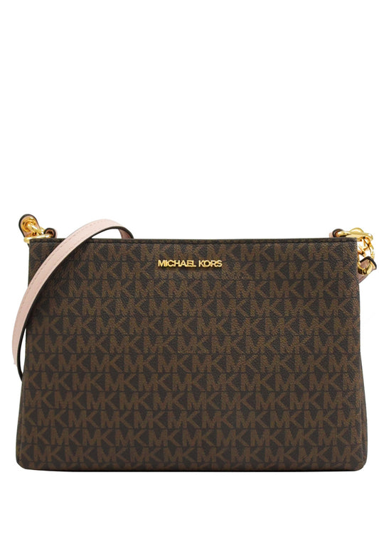 Michael Kors Trisha Medium Logo Crossbody Bag - Brown/Powder Blush