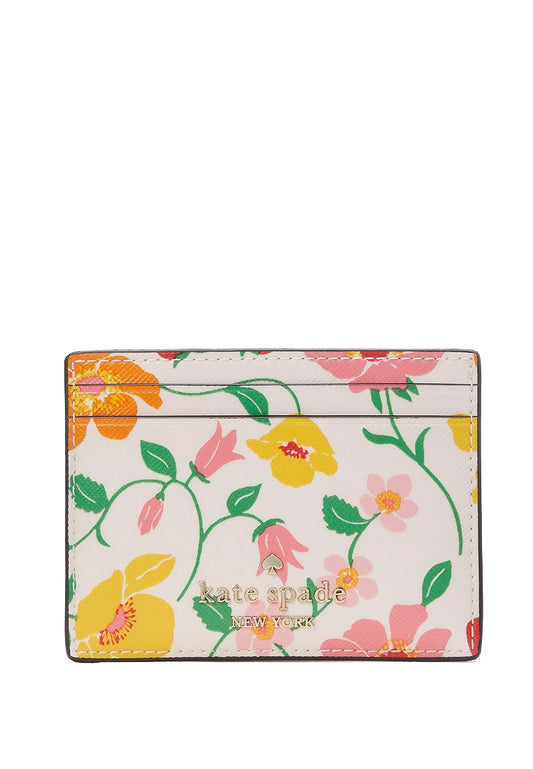 Kate Spade Boxed Madison Strawberry Garden Small Slim Card Holder - Light Pink