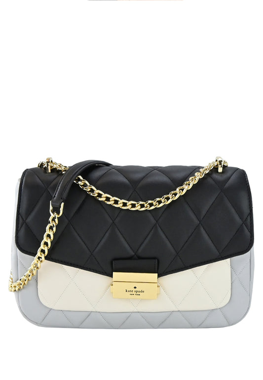 Kate Spade Carey Medium Flap Shoulder Bag - Black/Grey/White