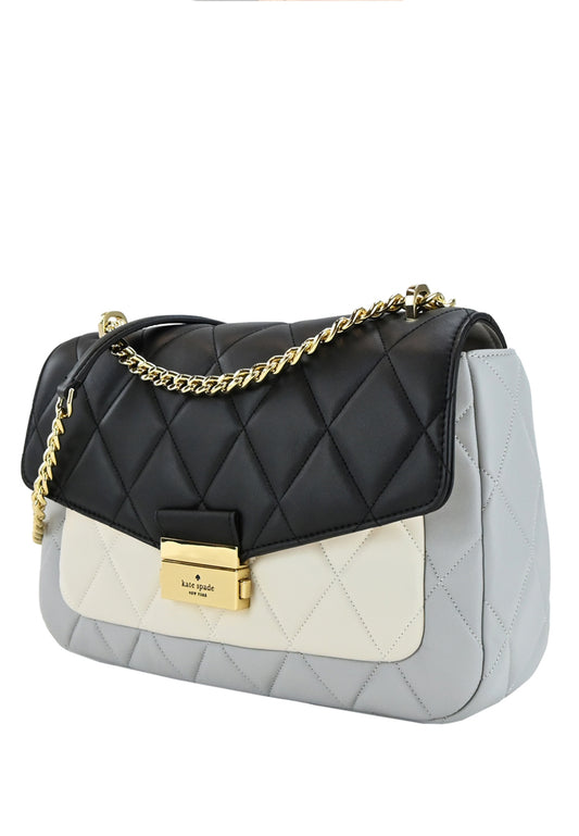 Kate Spade Carey Medium Flap Shoulder Bag - Black/Grey/White