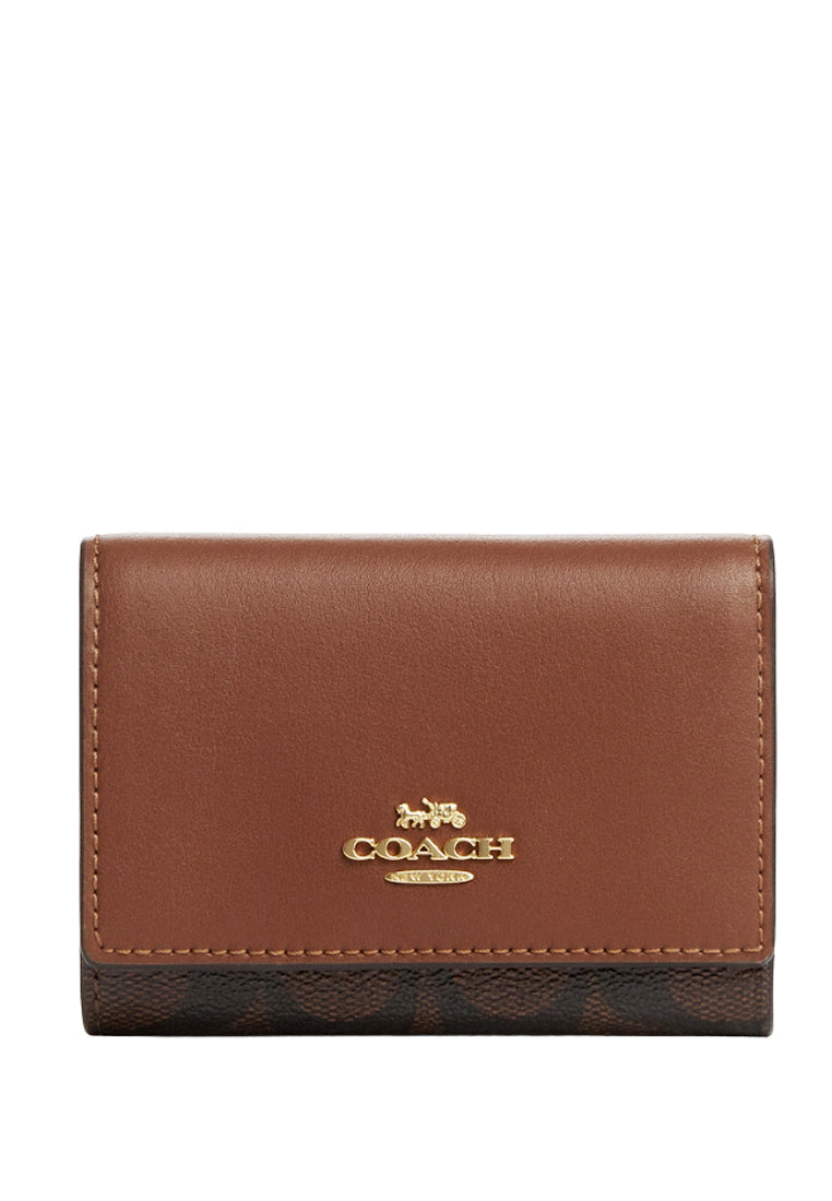 Coach Micro Wallet In Signature Canvas - Brown