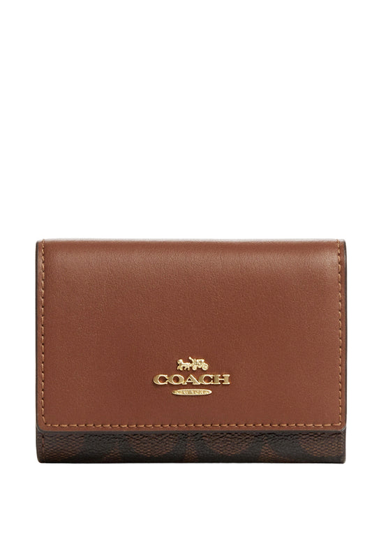 Coach Micro Wallet In Signature Canvas - Brown