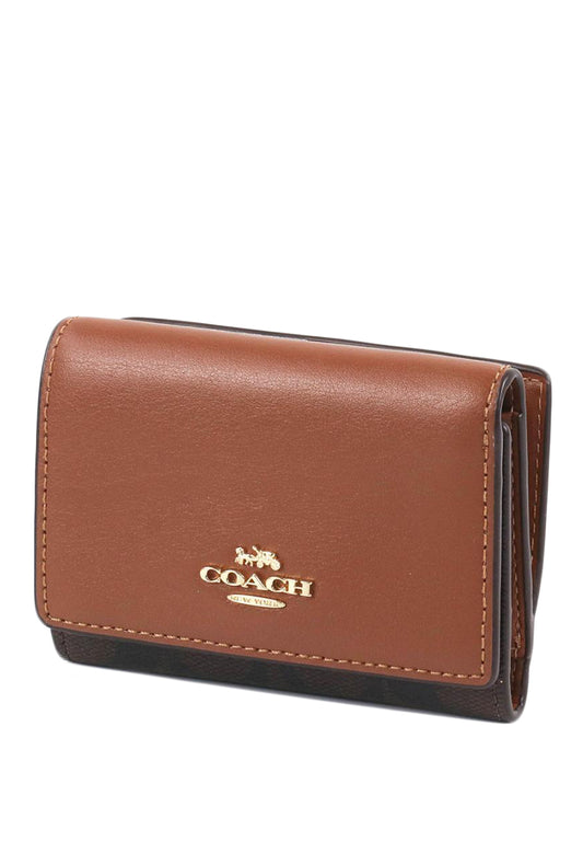 Coach Micro Wallet In Signature Canvas - Brown