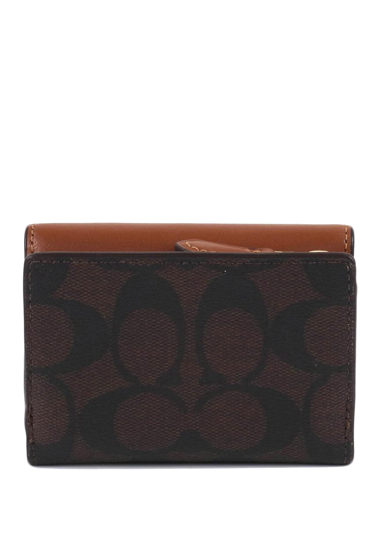 Coach Micro Wallet In Signature Canvas - Brown