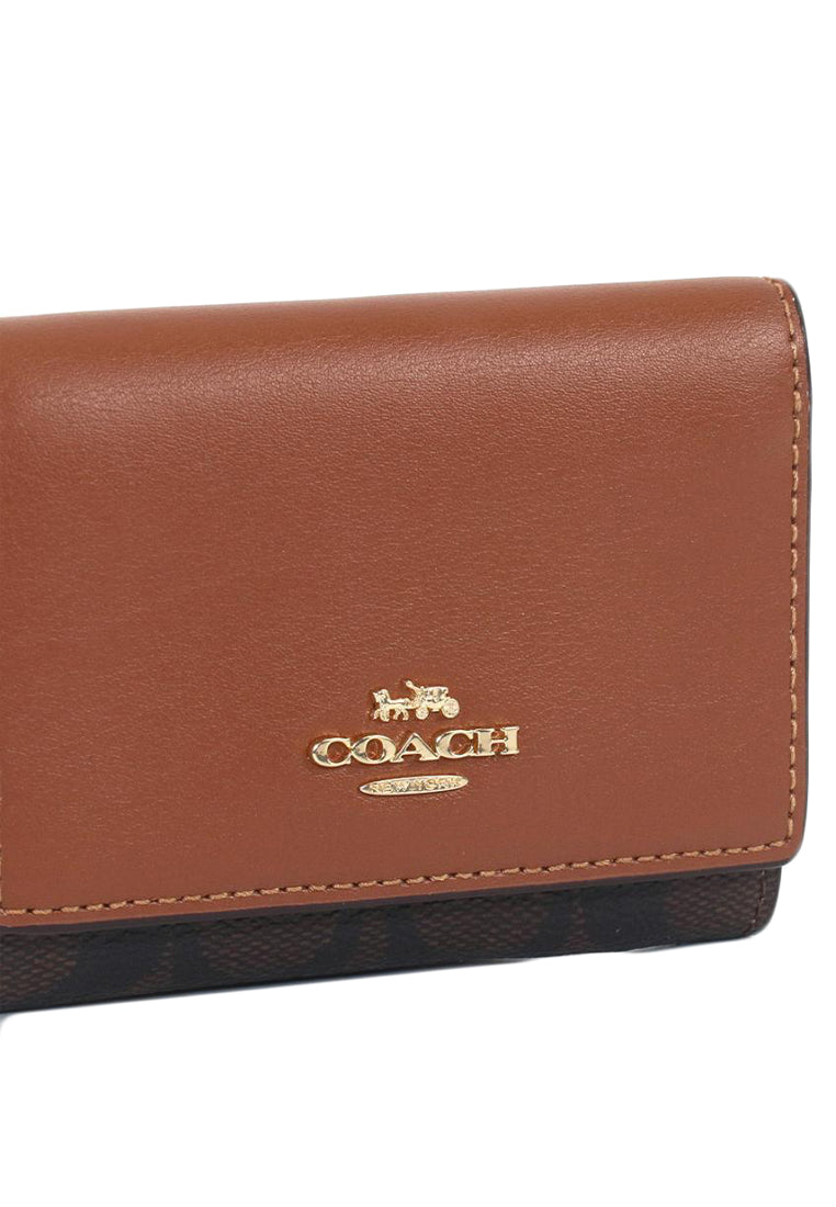 Coach Micro Wallet In Signature Canvas - Brown