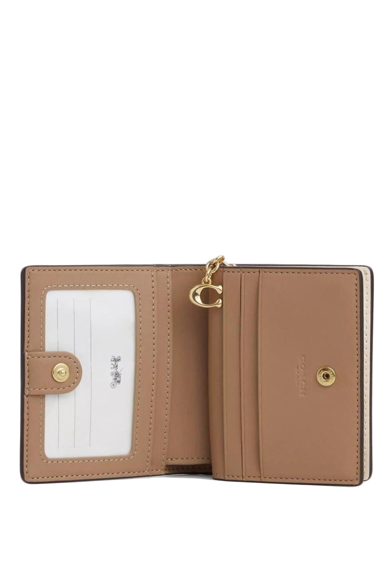 Coach Snap Wallet In Signature Canvas With Heart Print - Light Brown/Multi