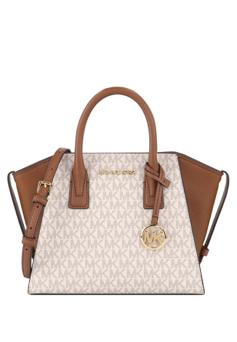 Michael Kors Avril Small Signature Top Zip Satchel - Vanilla/Brown