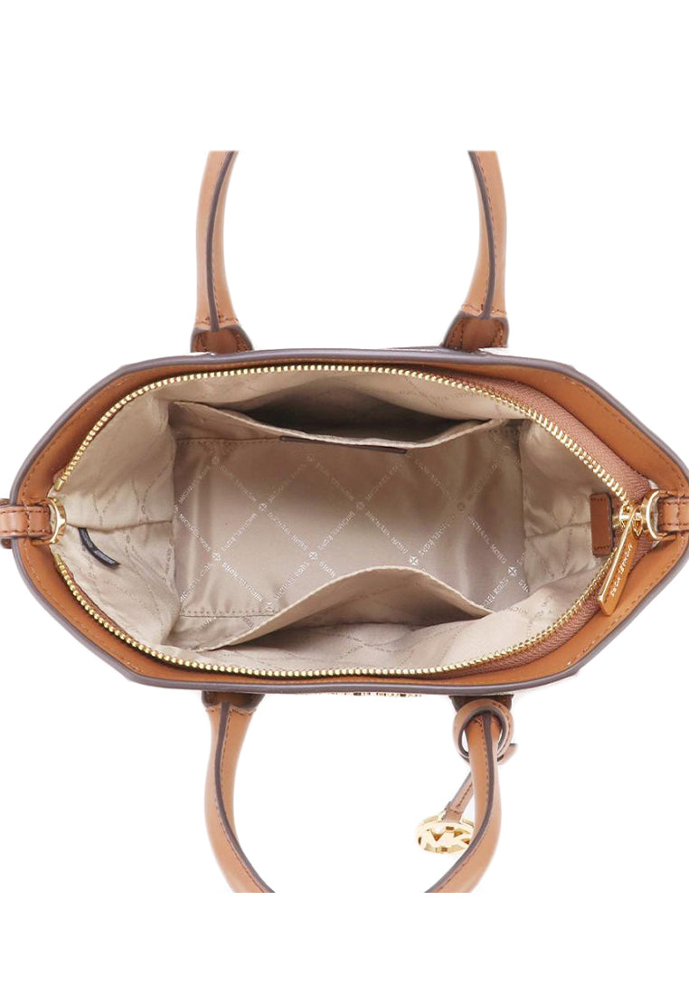 Michael Kors Avril Small Signature Top Zip Satchel - Vanilla/Brown