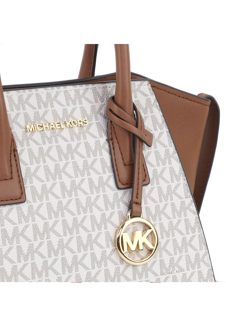 Michael Kors Avril Small Signature Top Zip Satchel - Vanilla/Brown