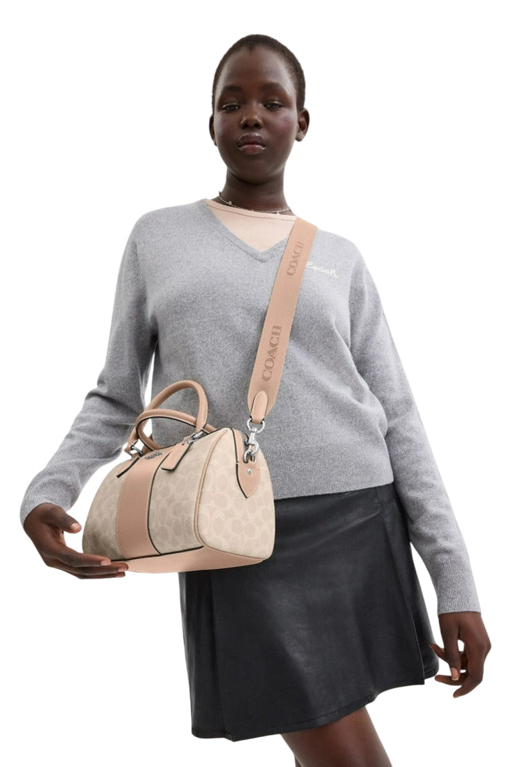 Coach Rowan Satchel In Signature Canvas - Taupe Beige