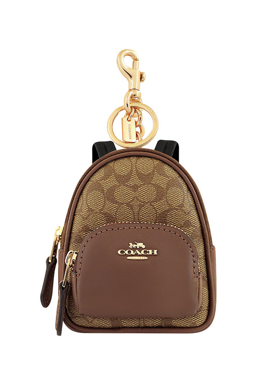 Coach Mini Court Backpack Bag Charm In Signature Canvas - Brown/Multi