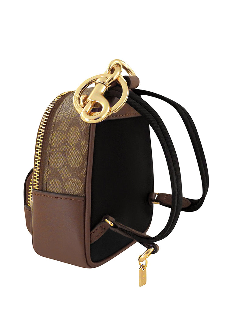 Coach Mini Court Backpack Bag Charm In Signature Canvas - Brown/Multi