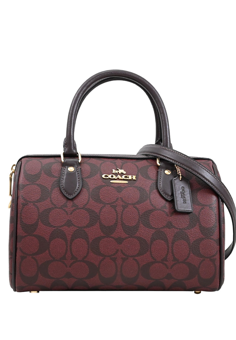 Coach Rowan Satchel In Signature Canvas - Oxblood/Black