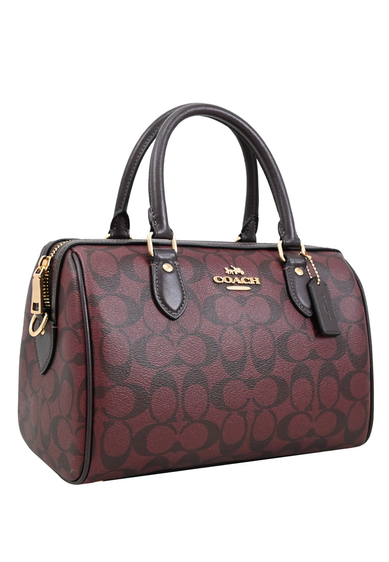 Coach Rowan Satchel In Signature Canvas - Oxblood/Black