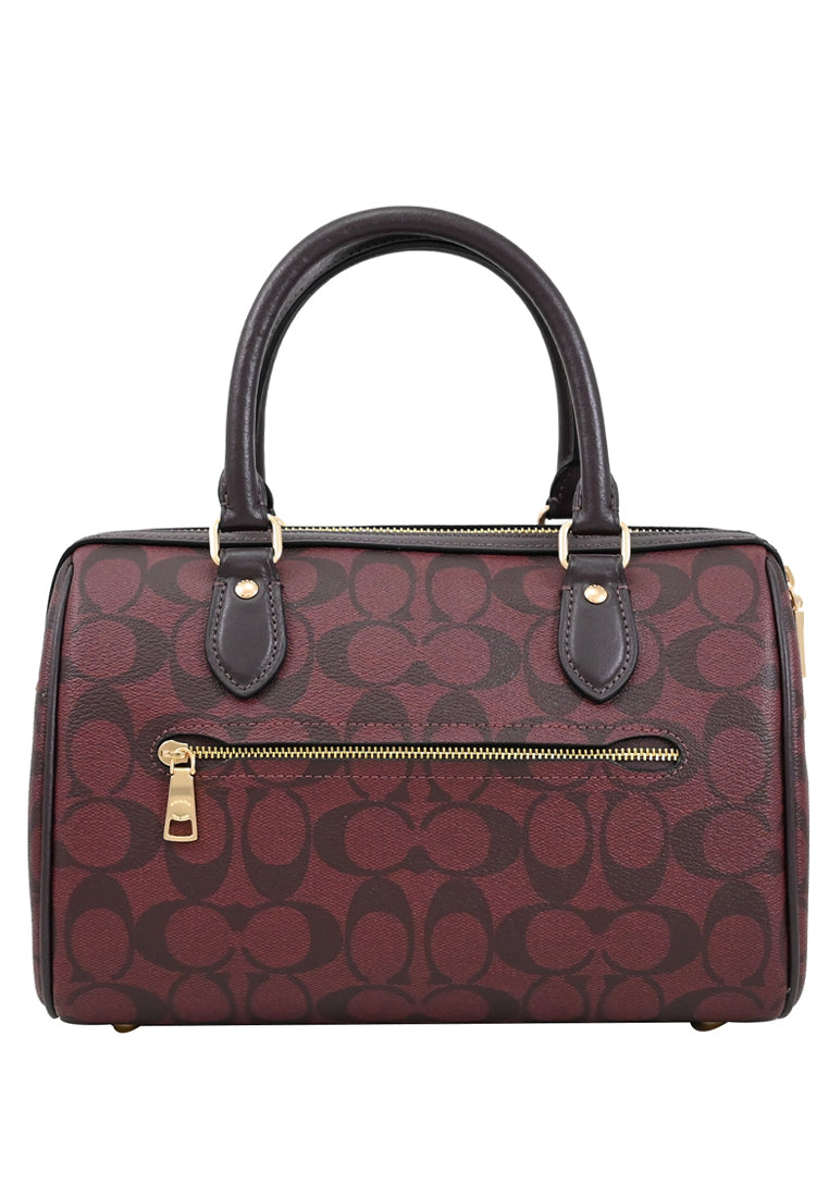 Coach Rowan Satchel In Signature Canvas - Oxblood/Black