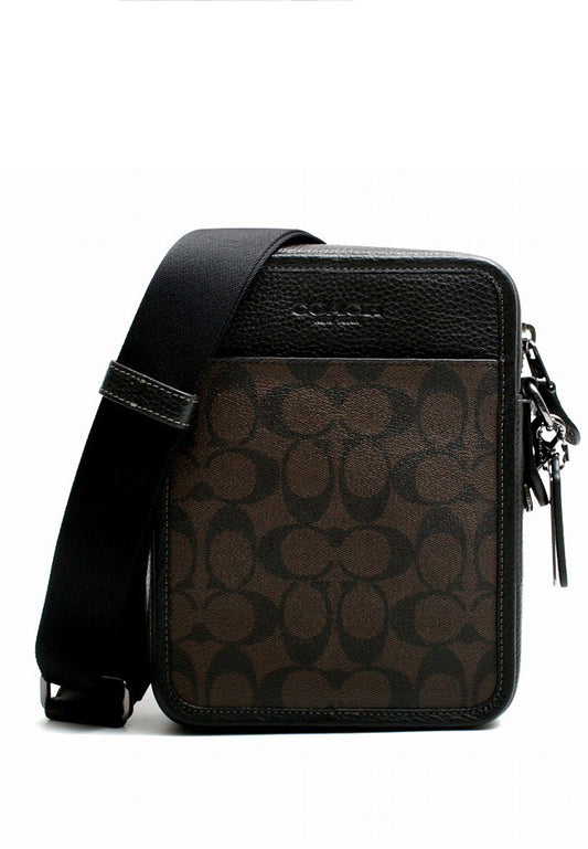 Coach Mens Sullivan Crossbody In Signature Canvas - Mahogany/Black