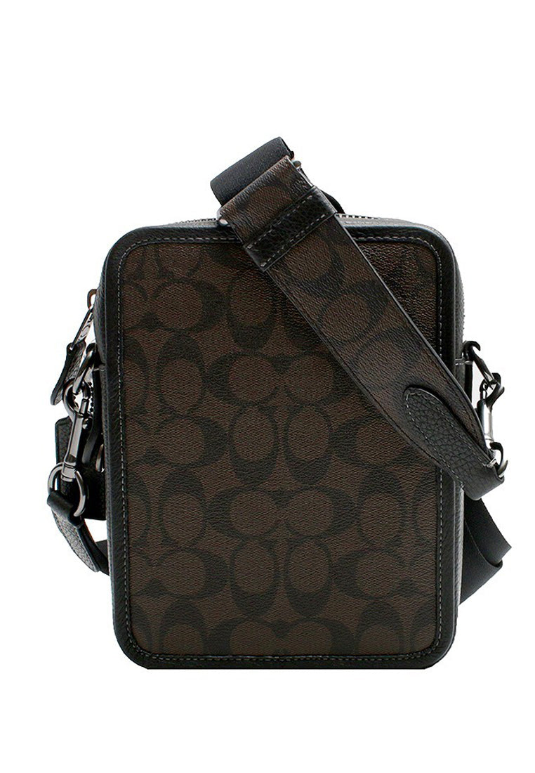 Coach Mens Sullivan Crossbody In Signature Canvas - Mahogany/Black