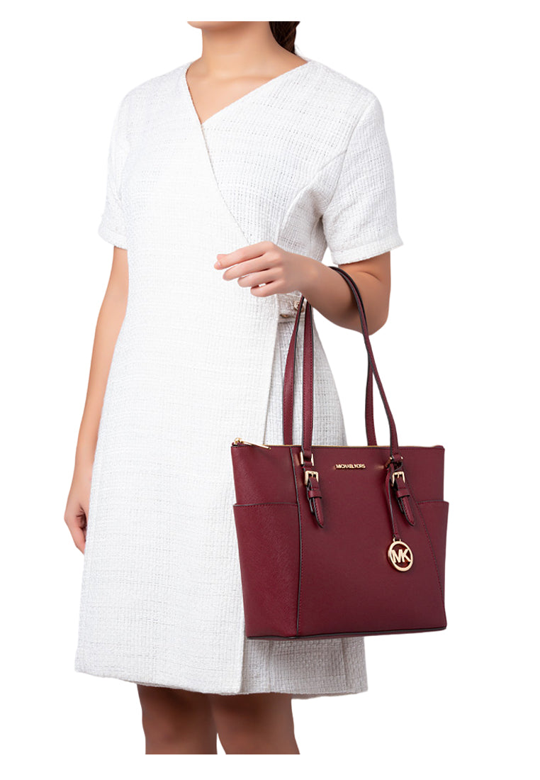 Michael Kors Charlotte Large Top Zip Tote Bag - Dark Cherry