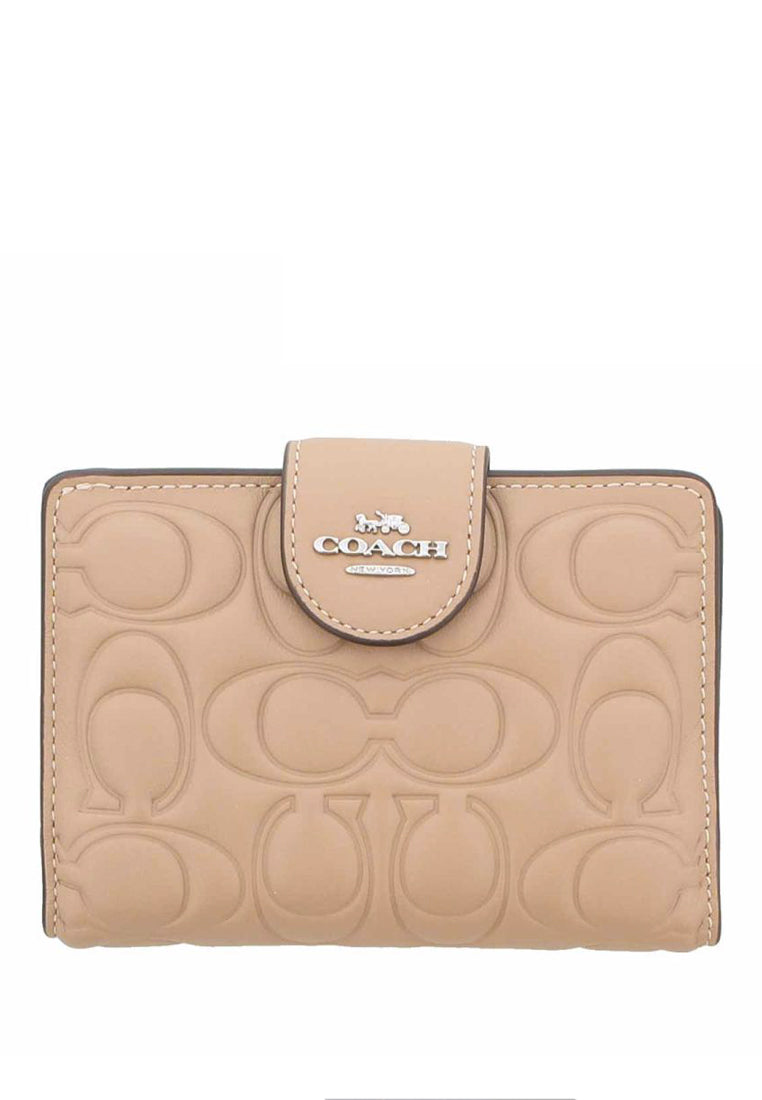 Coach Medium Corner Zip Wallet With Signature - Beige