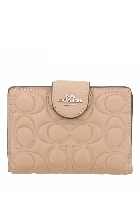 Coach Medium Corner Zip Wallet With Signature - Beige