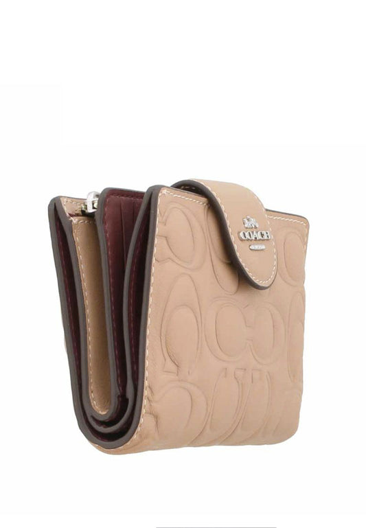 Coach Medium Corner Zip Wallet With Signature - Beige