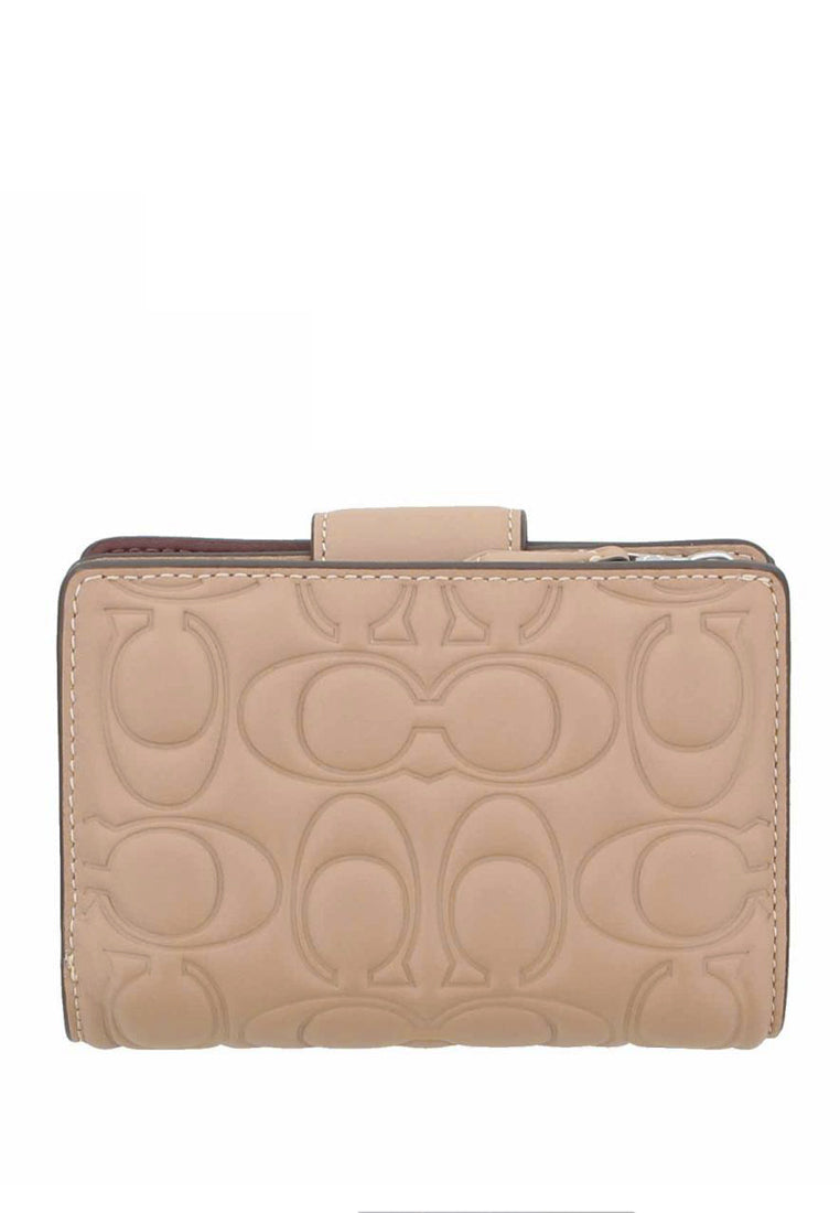 Coach Medium Corner Zip Wallet With Signature - Beige