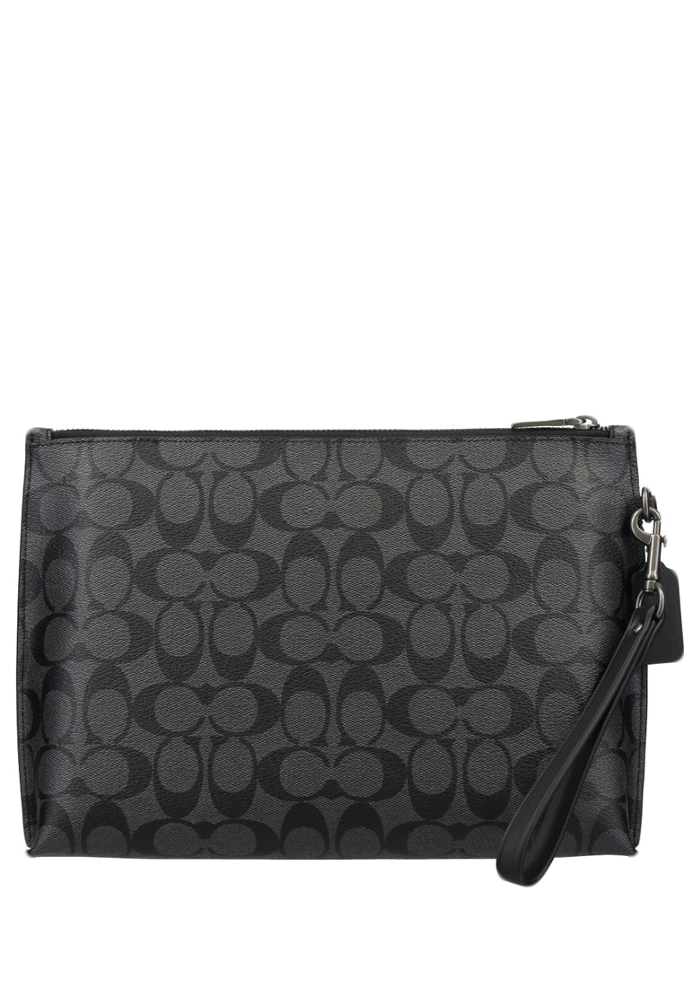 Coach Mens Carryall Pouch In Signature Canvas - Black