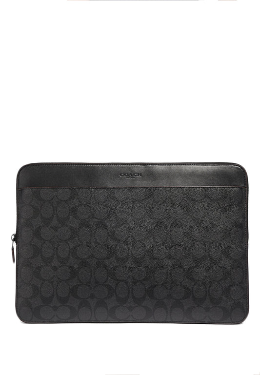 Coach Mens Laptop Case In Signature Canvas - Black