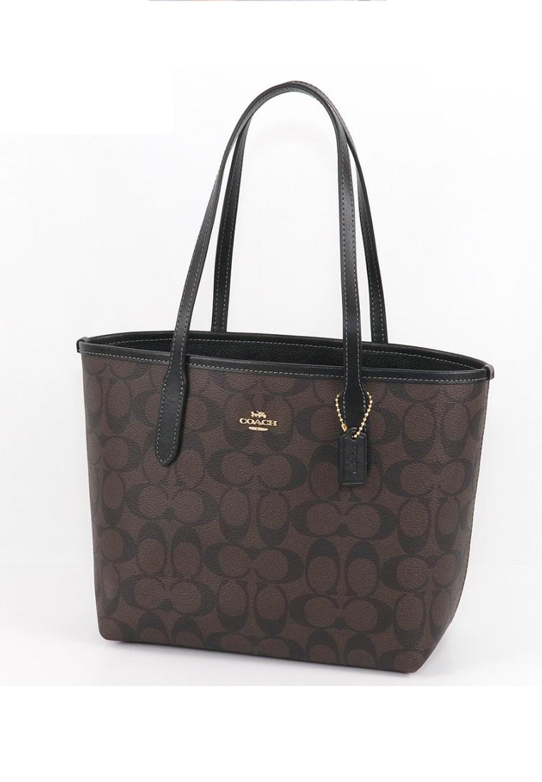 Coach Mini City Tote In Signature Canvas - Dark Brown