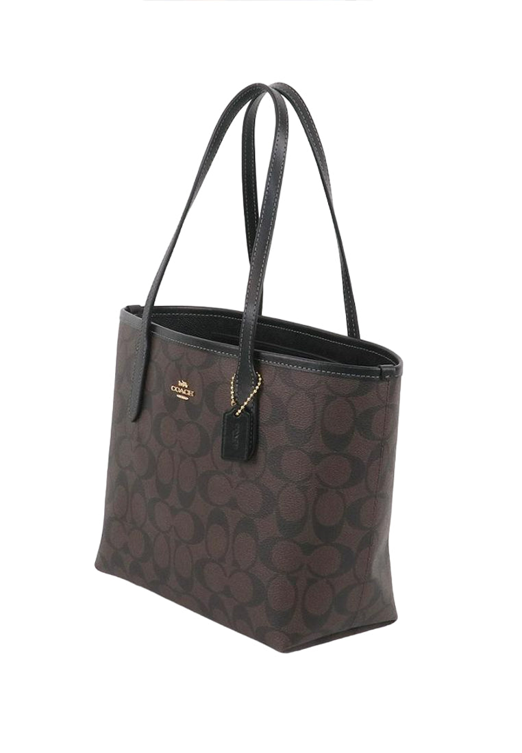 Coach Mini City Tote In Signature Canvas - Dark Brown