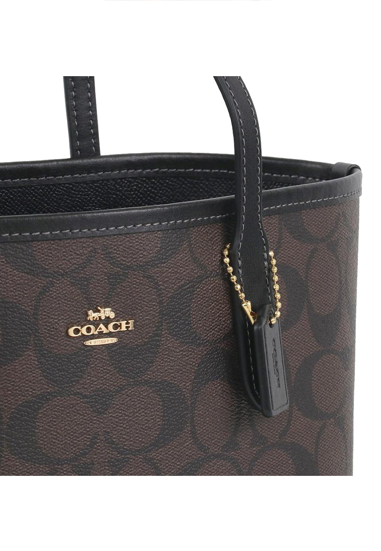 Coach Mini City Tote In Signature Canvas - Dark Brown