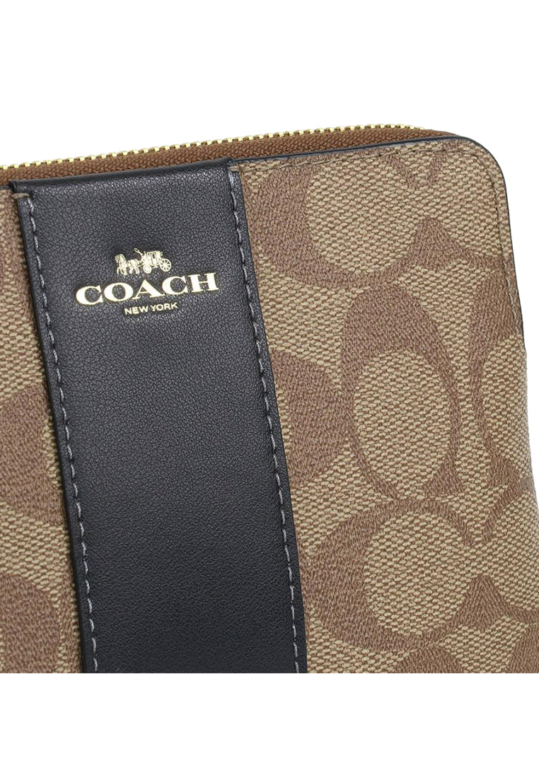 Coach Corner Zip Wristlet in Signature Canvas - Khaki/Black