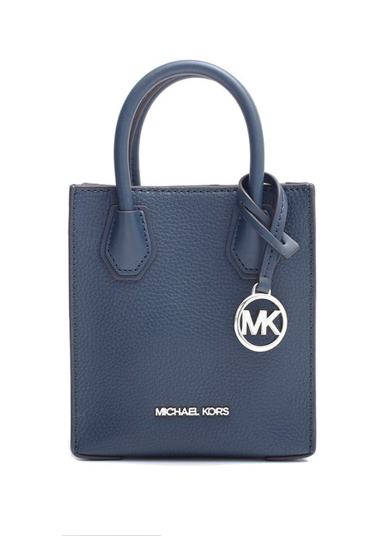 Michael Kors Mercer Extra-Small Pebbled Leather Crossbody Bag - Navy