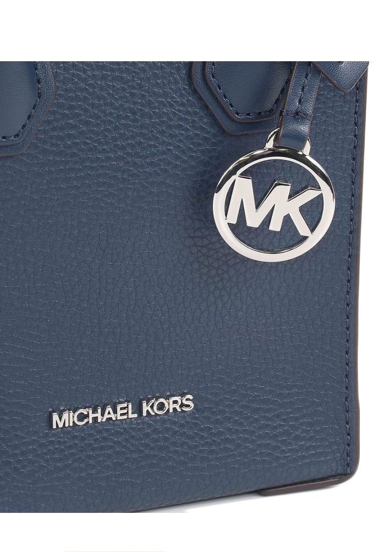 Michael Kors Mercer Extra-Small Pebbled Leather Crossbody Bag - Navy