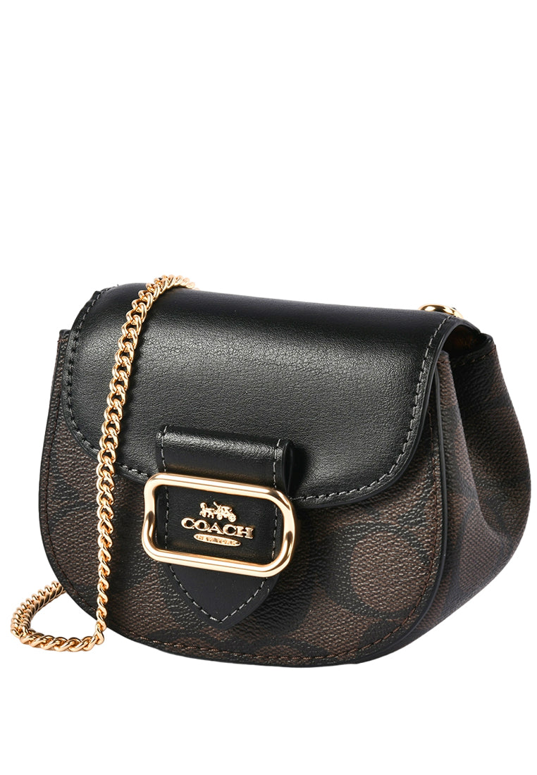 Coach Morgan Card Case On A Chain In Signature Canvas - Dark Brown