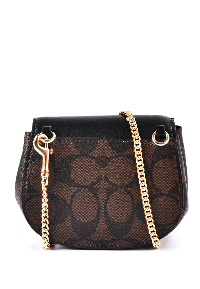 Coach Morgan Card Case On A Chain In Signature Canvas - Dark Brown