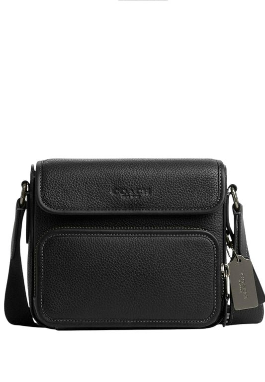 Coach Mens Sullivan Flap Crossbody Bag - Black