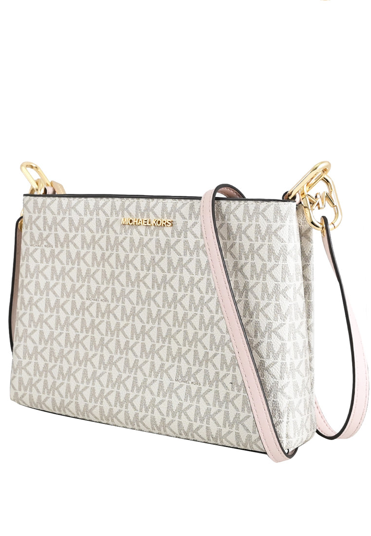 Michael Kors Trisha Medium Logo Crossbody Bag - Vanilla/Powder Blush