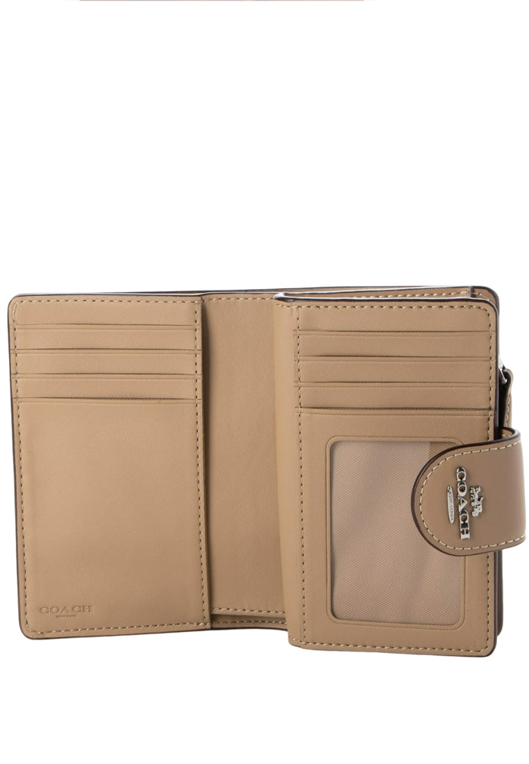 Coach Medium Corner Zip Wallet In Signature Canvas - Sand Beige