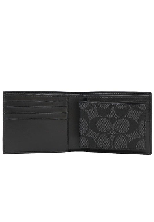 Coach Mens Boxed 3 In 1 Wallet Gift Set With Signature Canvas - Black