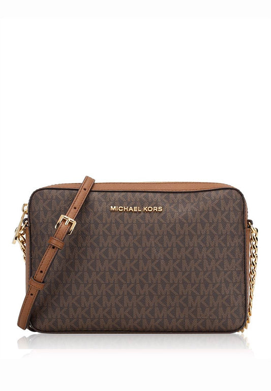 Michael Kors Jet Set Signature Large East West Crossbody - Brown