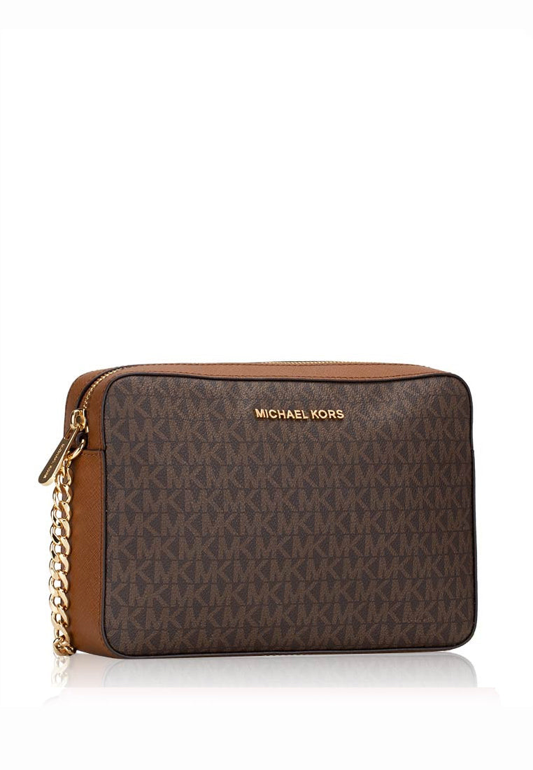 Michael Kors Jet Set Signature Large East West Crossbody - Brown