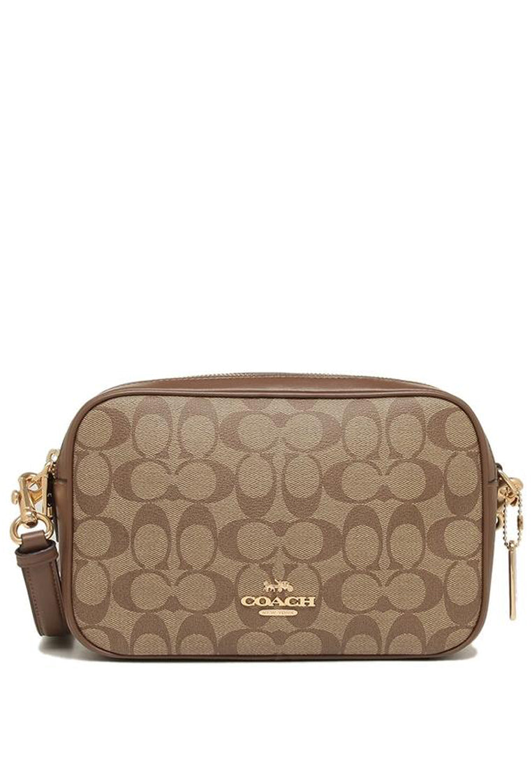 Coach Jes Double Zip Crossbody Bag In Signature Canvas - Brown