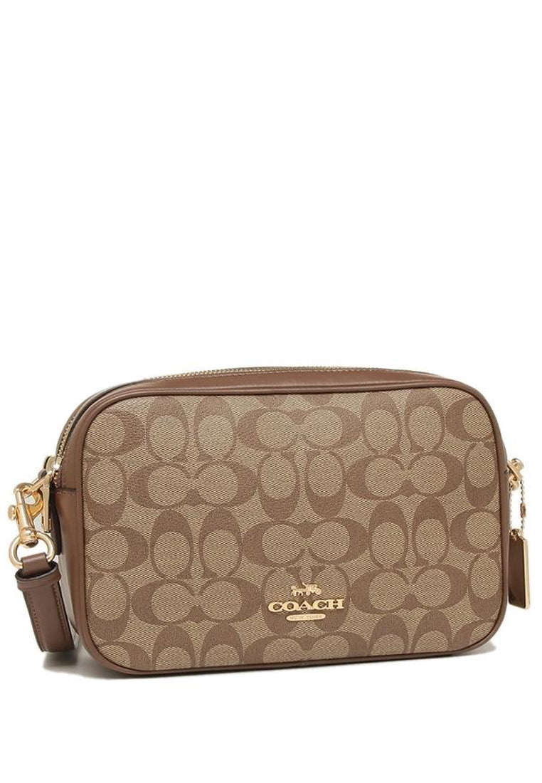 Coach Jes Double Zip Crossbody Bag In Signature Canvas - Brown