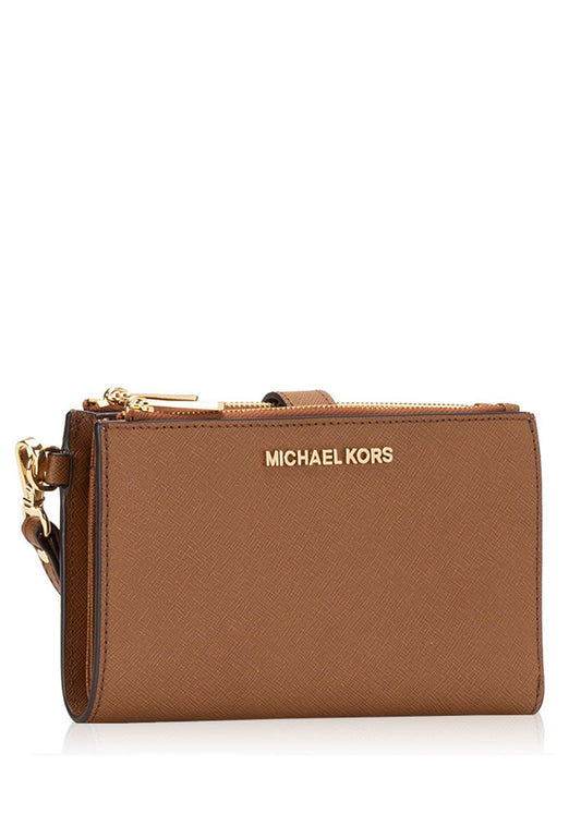 Michael Kors Jet Set Travel Large Signature Double Zip Wristlet - Brown